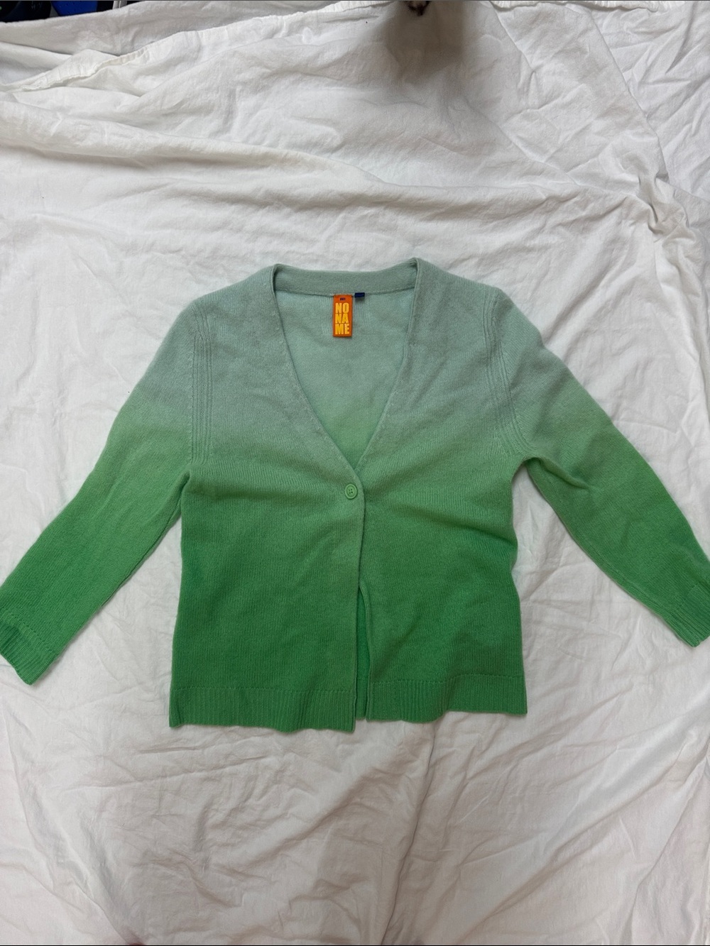 No Name Green Ombre V-Neck Cashmere Cardigan Sweater